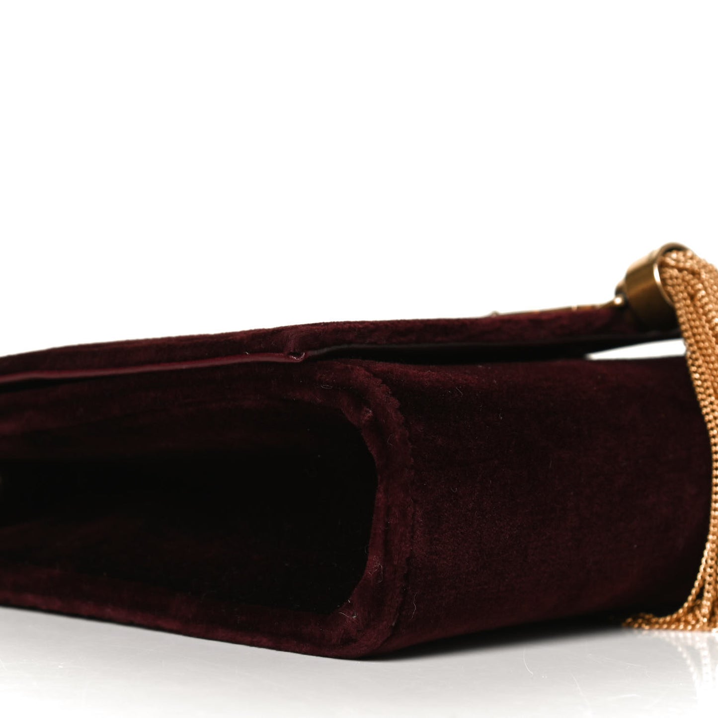 Velvet Small Classic Monogram Kate Tassel Satchel Burgundy