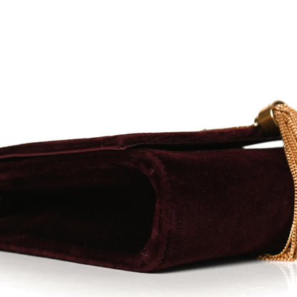 Saint Laurent Velvet Small Classic Monogram Kate Tassel Satchel Burgundy 5 of 14