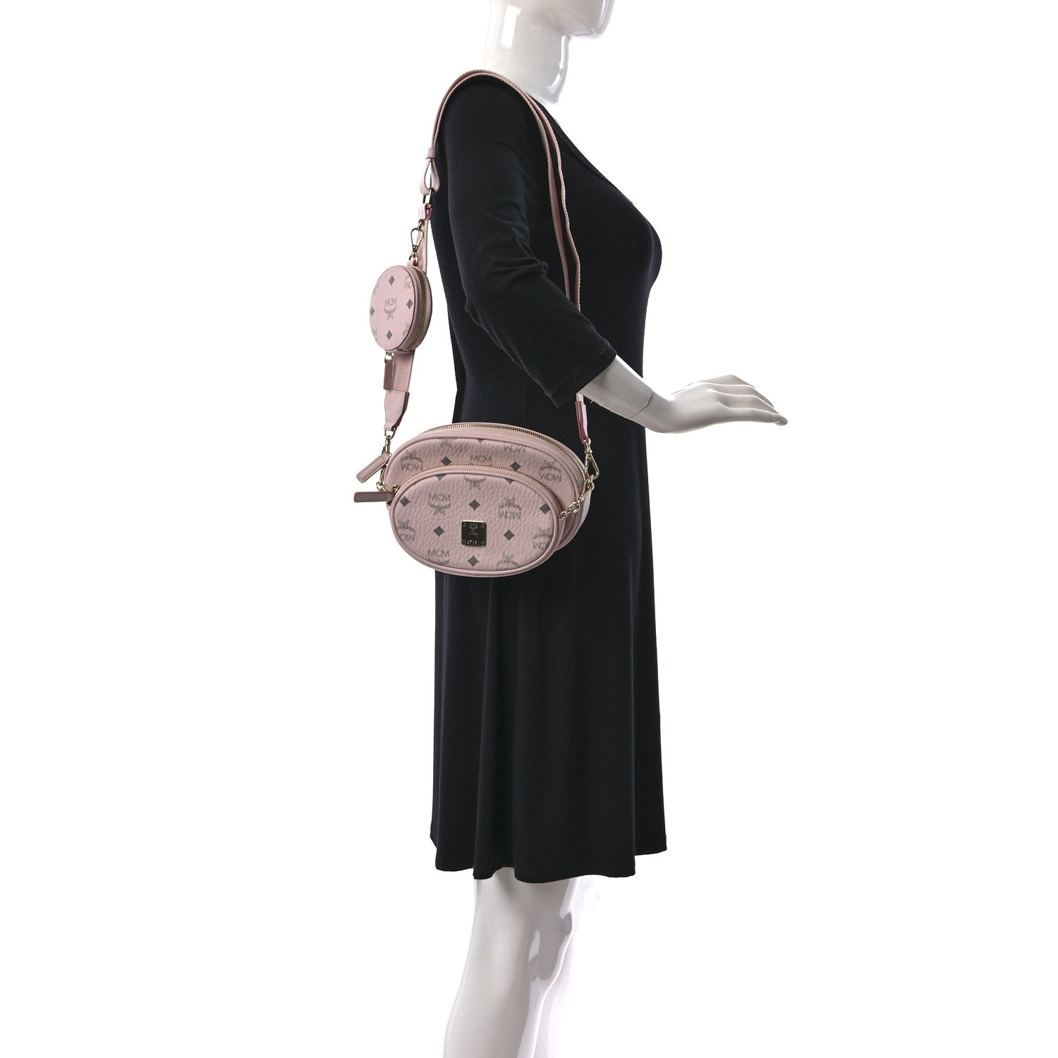 MCM Visetos Small Aren Multifunction Crossbody Pouch Powder Pink 2 of 10