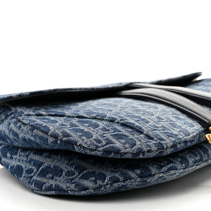 Christian Dior Denim Oblique Jacquard Saddle Bag With Strap Blue 9 of 10