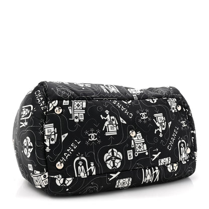 Chanel Nylon Airline Boston Bag Black White 4 of 10