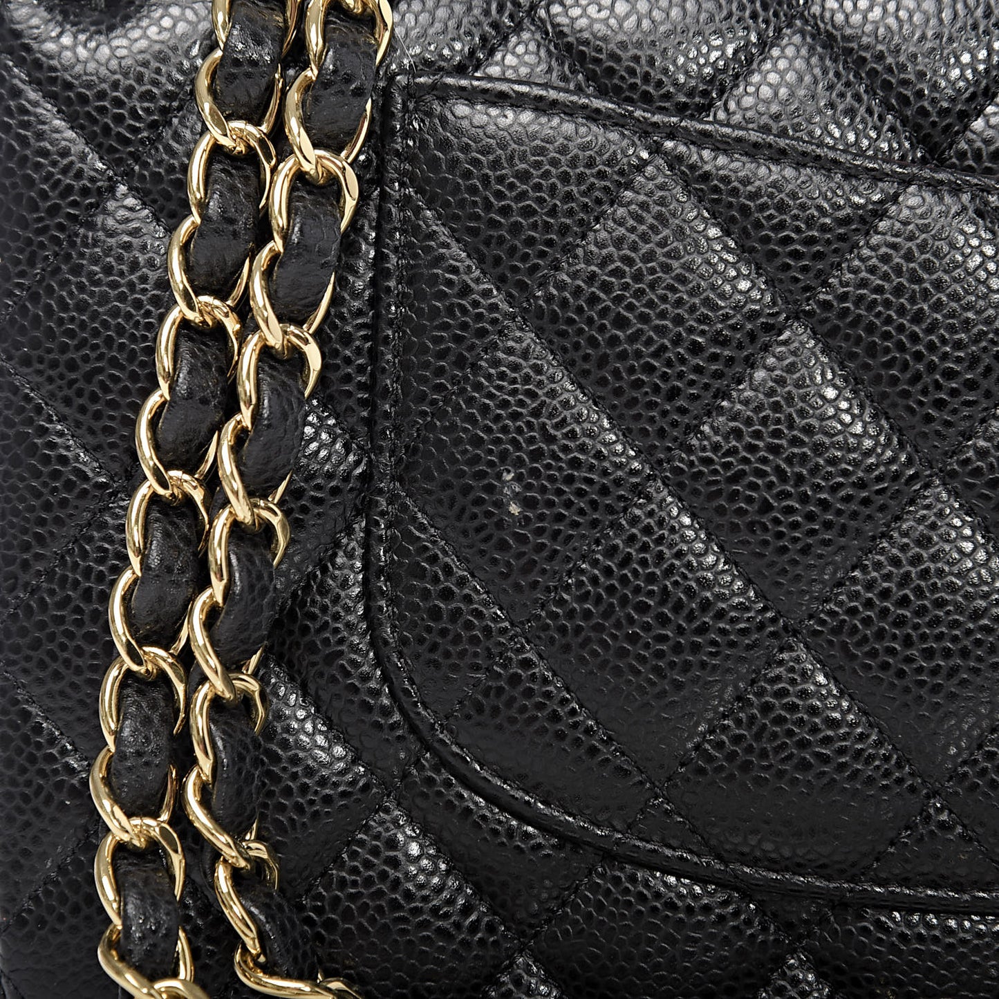 Caviar Quilted Medium Double Flap Black