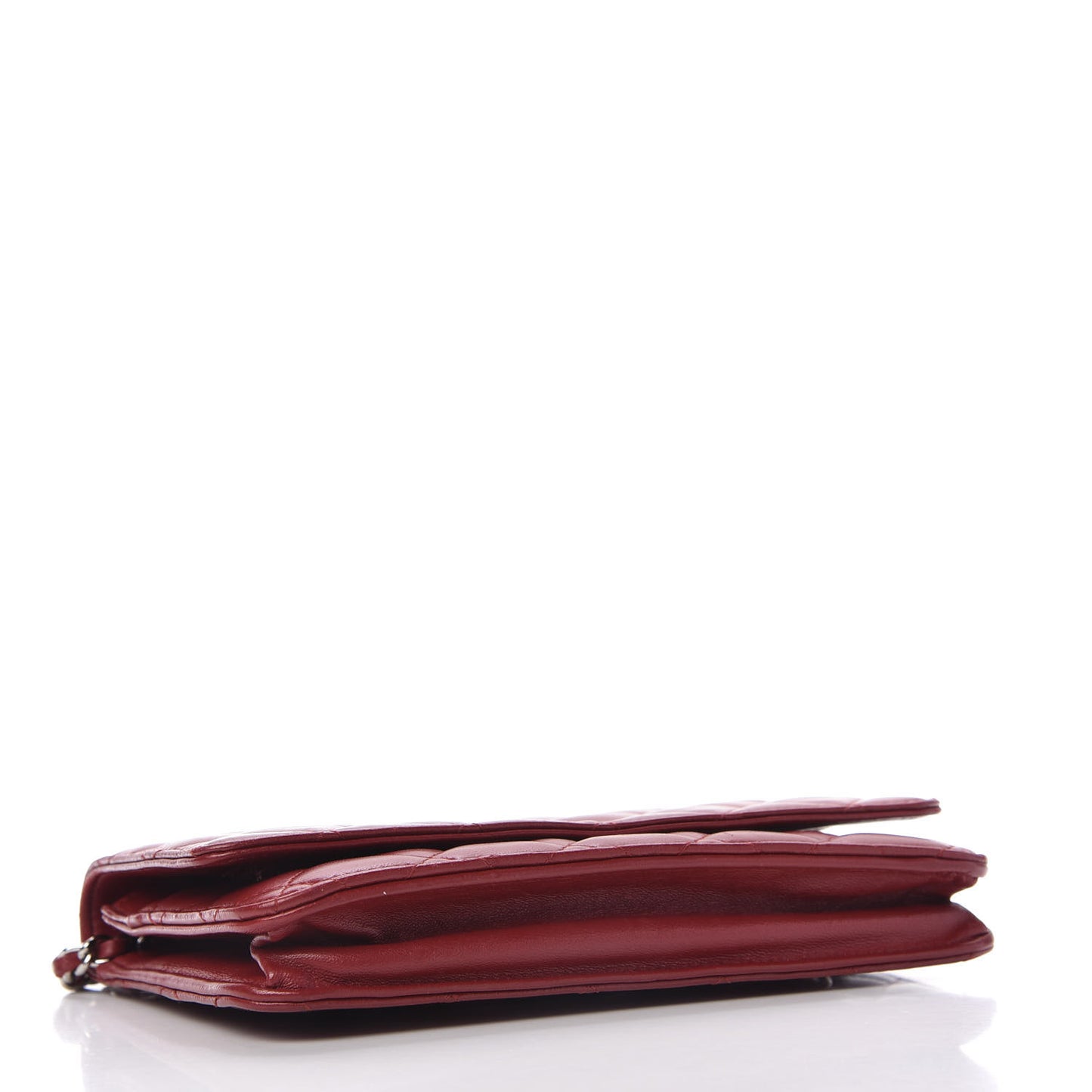 Lambskin Quilted Wallet on Chain WOC Red
