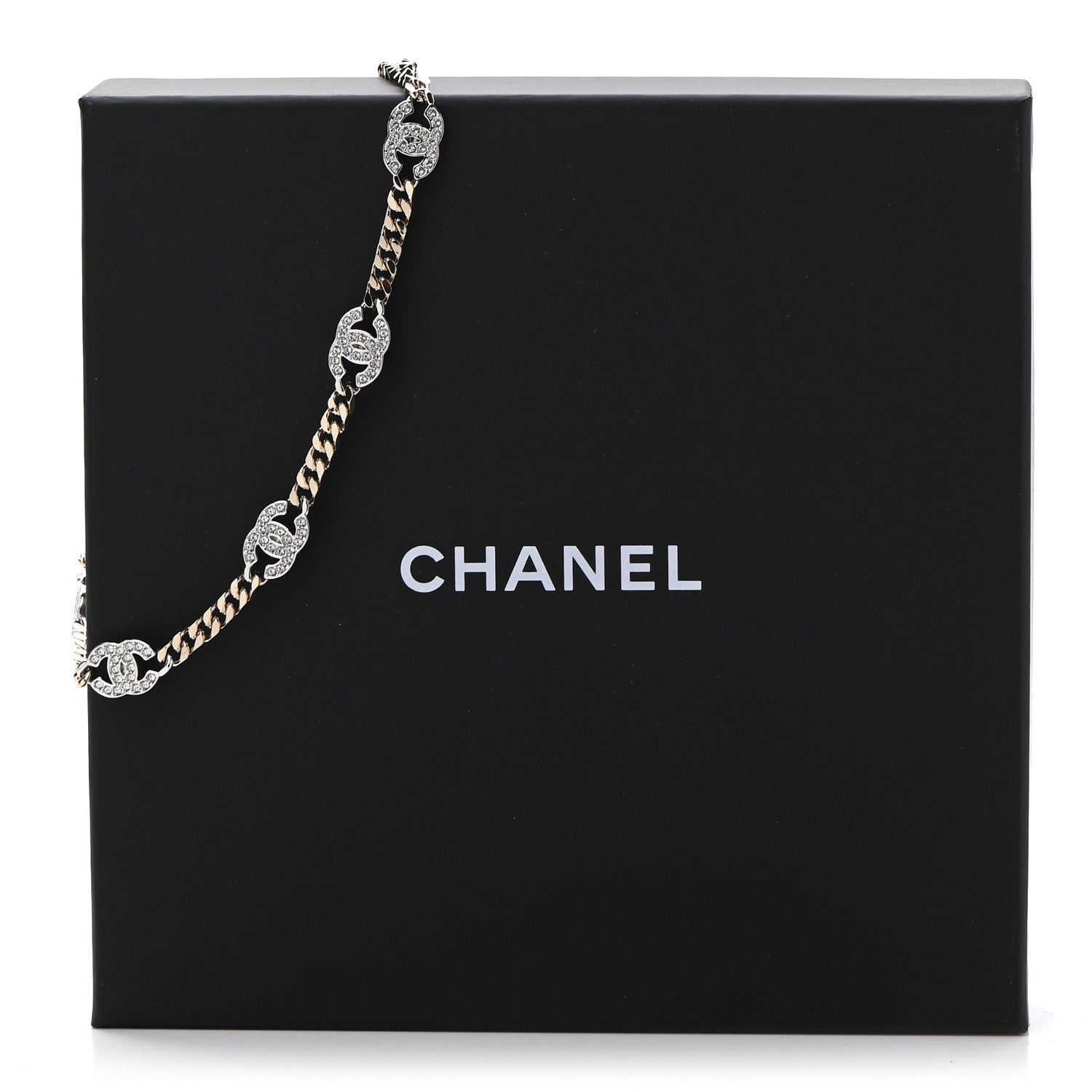 Chanel Crystal Chain CC Choker Gold Silver 6 of 6