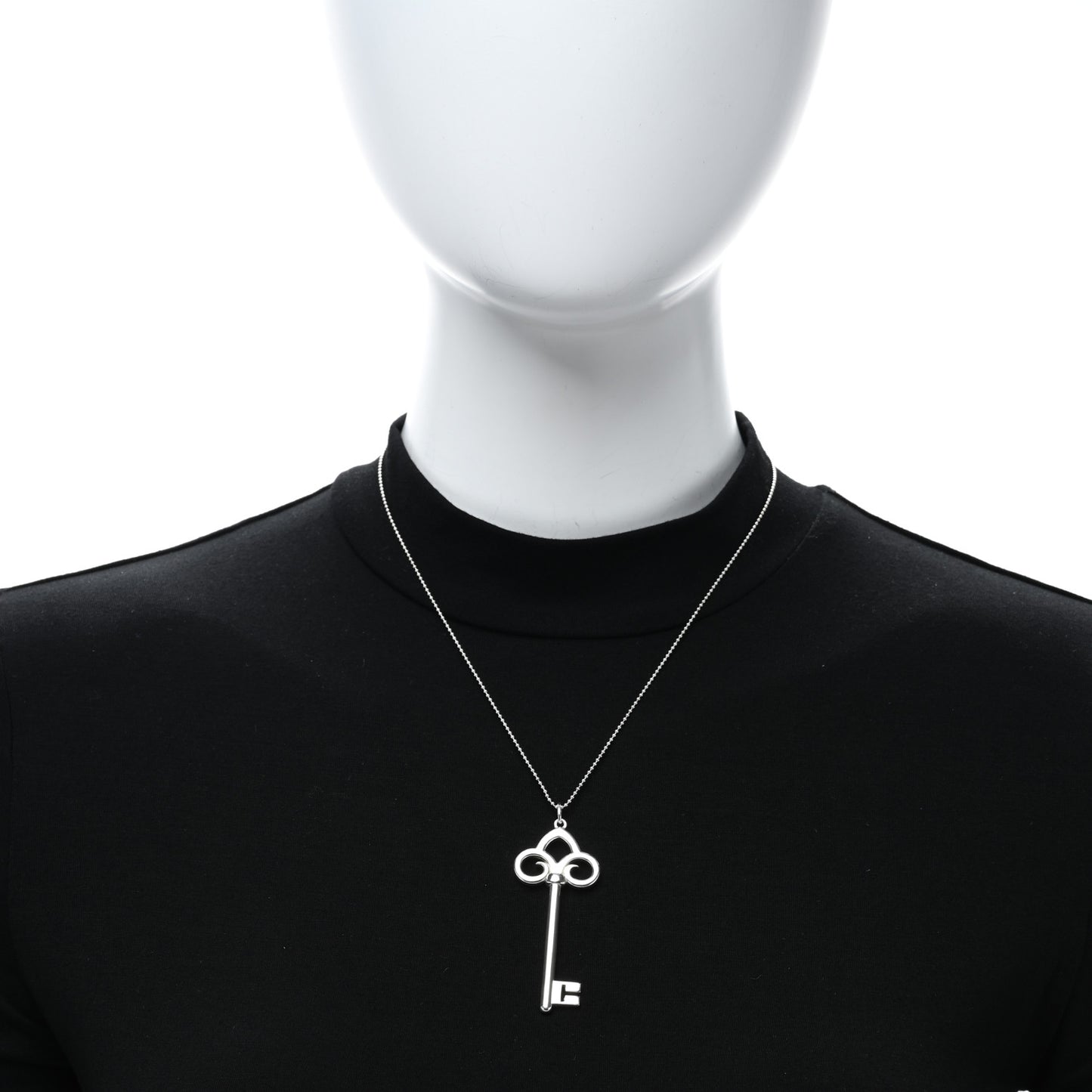 Sterling Silver Key Pendant Bead Chain Necklace