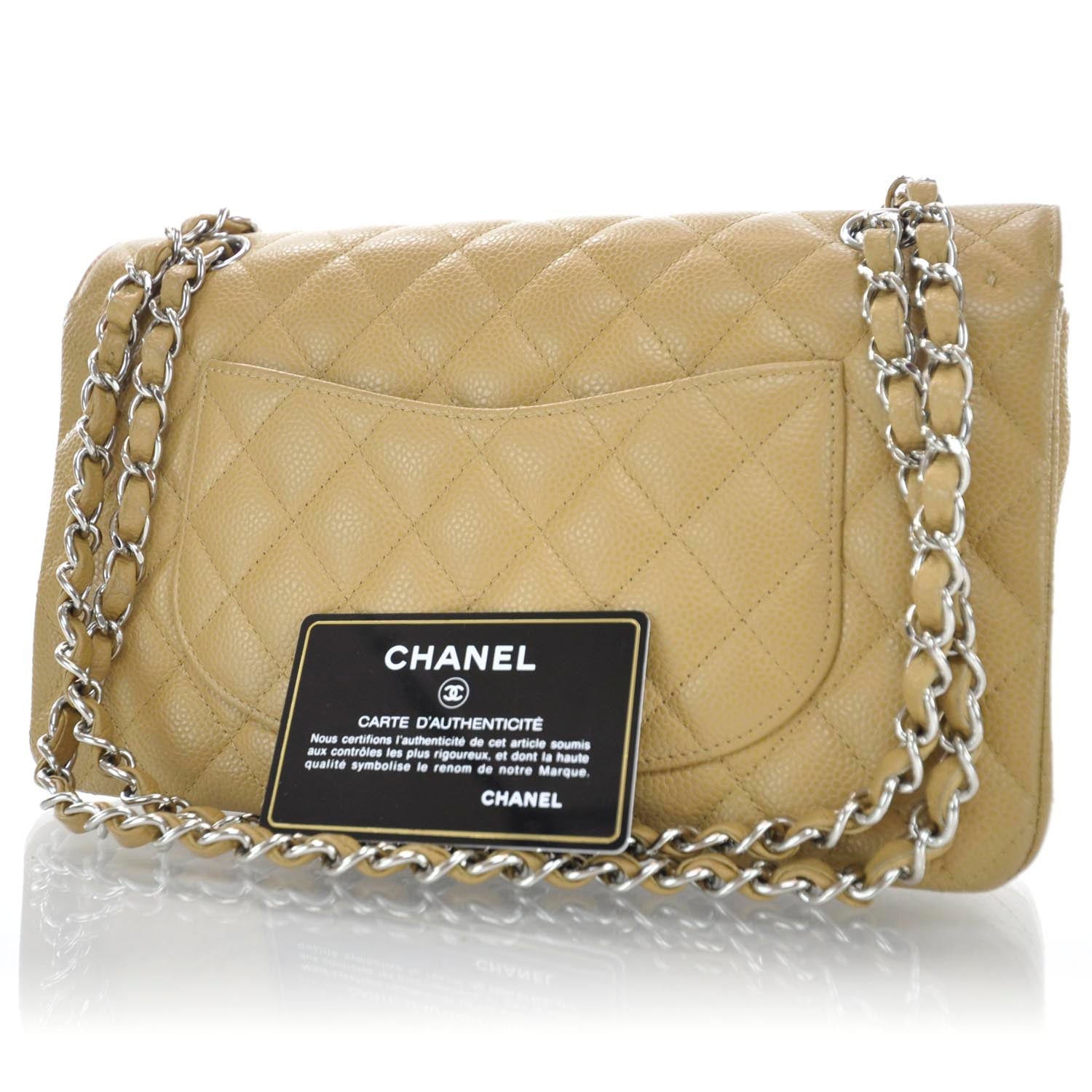 Chanel Caviar Quilted Medium Double Flap Beige 3 of 10
