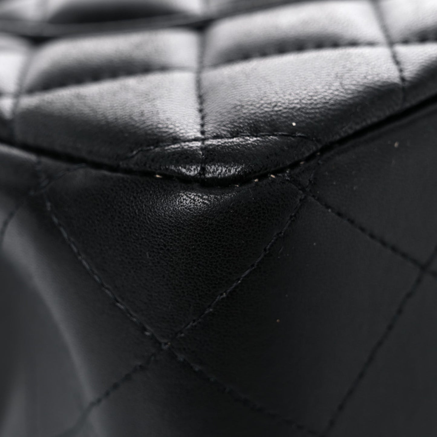 Lambskin Quilted Jumbo Double Flap Black