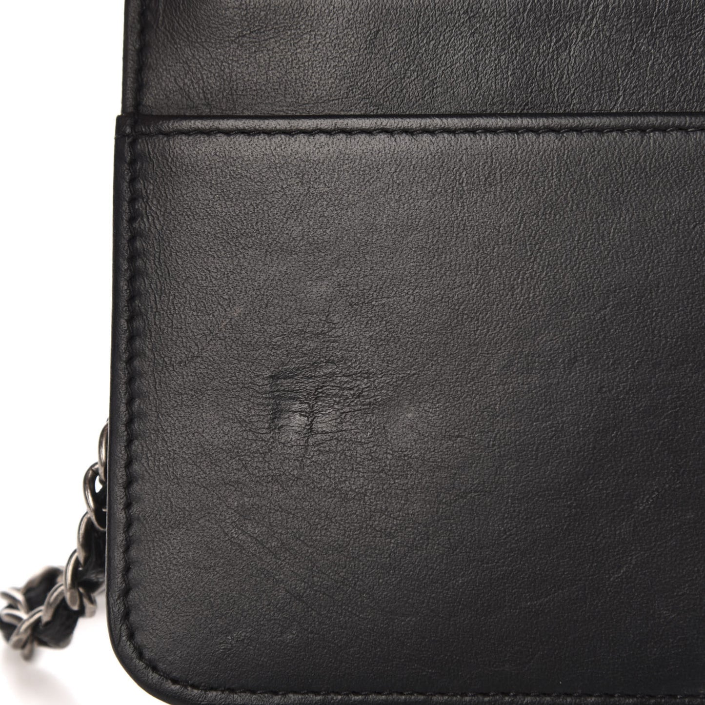 Caviar Chevron Quilted Boy Wallet On Chain WOC Black