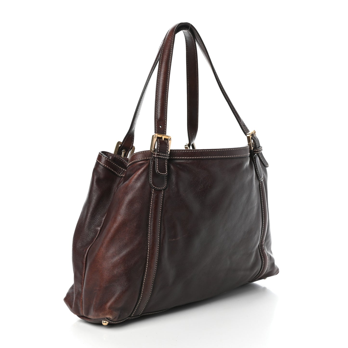 Calfskin Medium Britt Tote Dark Brown