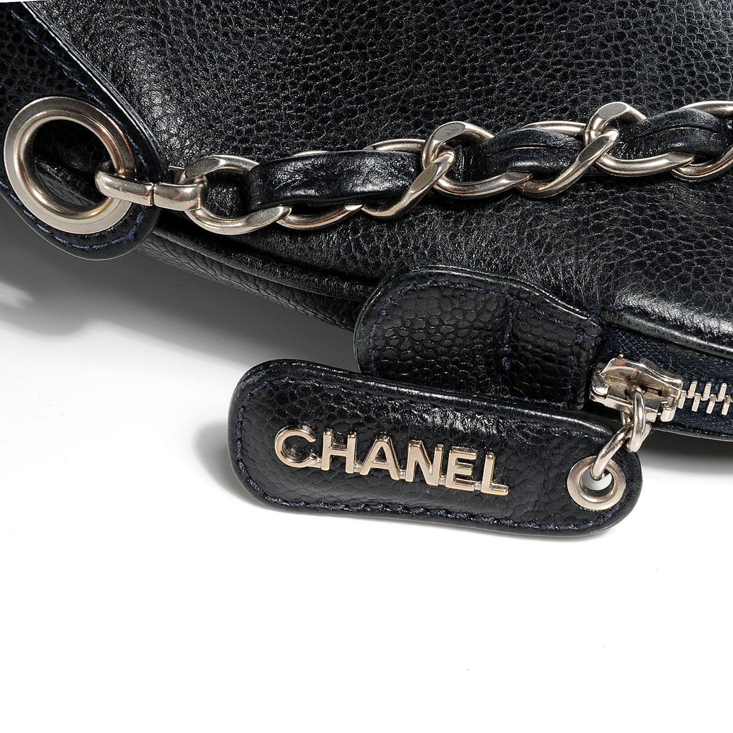 Caviar CC Shoulder Bag Navy Blue