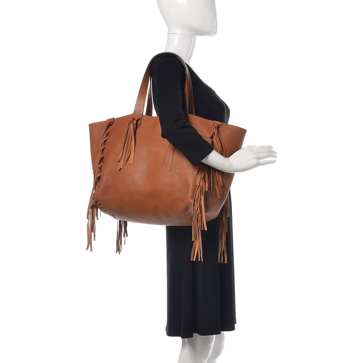 Grained Calfskin C-Rockee Fringe Tote Light Cuir