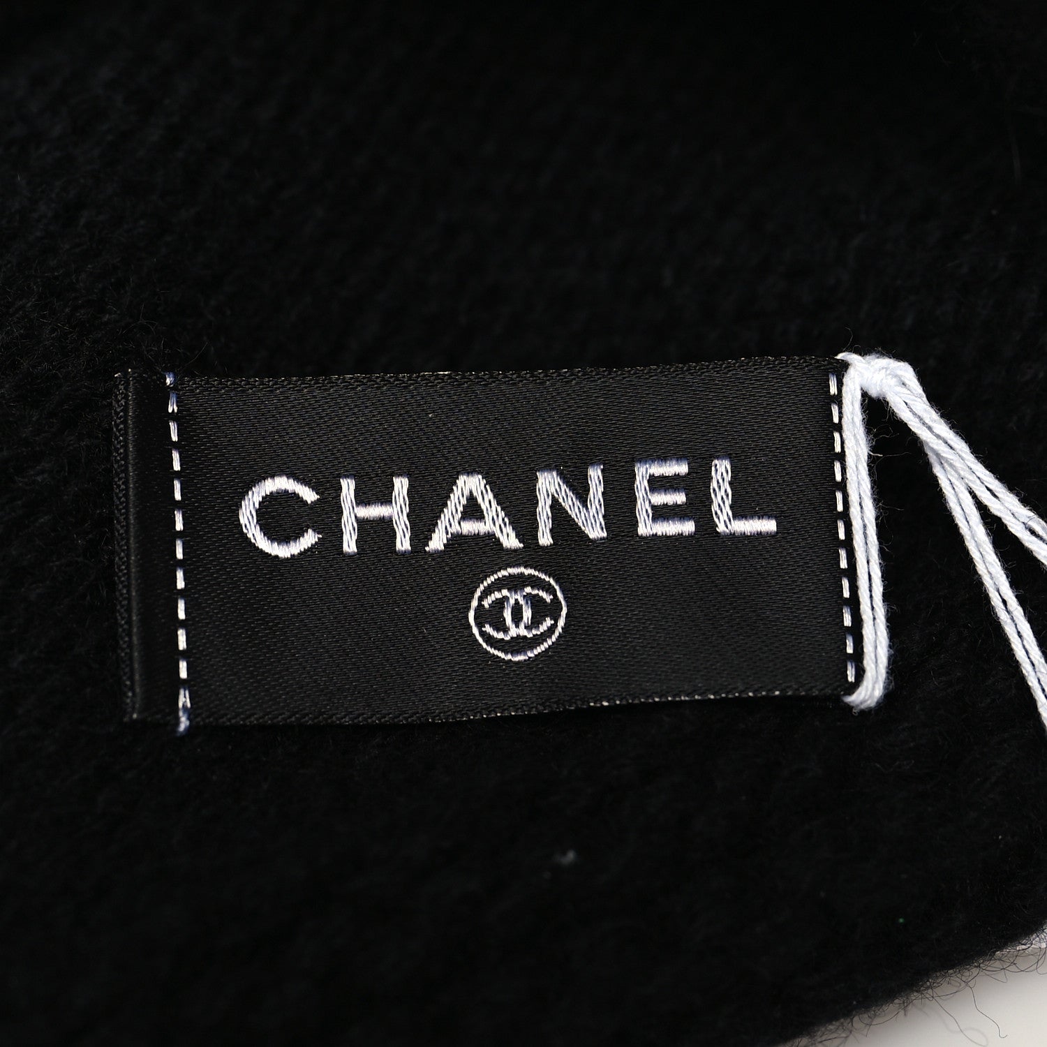 Chanel Cashmere Wool CC Beanie Hat Black Light Beige 4 of 4