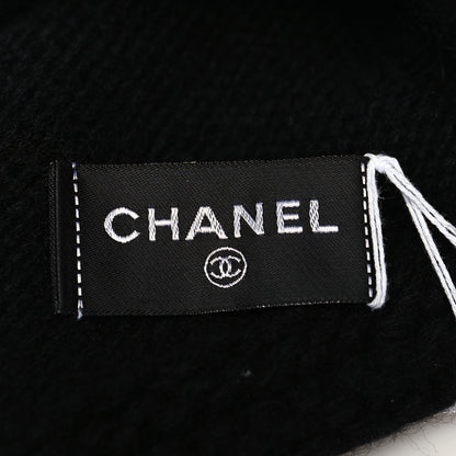 Chanel Cashmere Wool CC Beanie Hat Black Light Beige 4 of 4