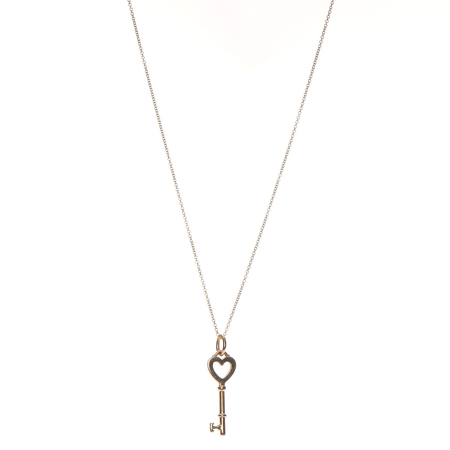 18K Yellow Gold Mini Heart Key Pendant Necklace