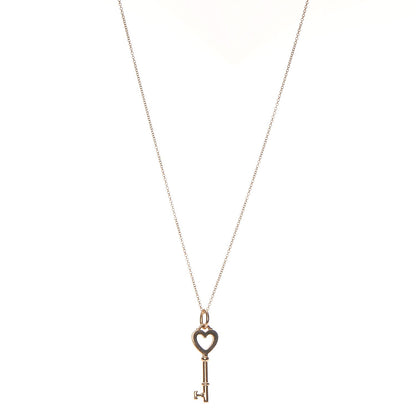 Tiffany 18K Yellow Gold Mini Heart Key Pendant Necklace 1 of 8
