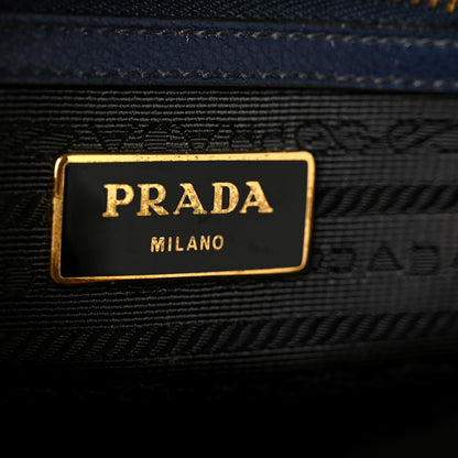 Prada Glace Calfskin Embossed Logo Camera Bag Navy Blue 6 of 12