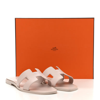 Hermes Box Calfskin Oran Sandals 39 Rose Pale 9 of 9