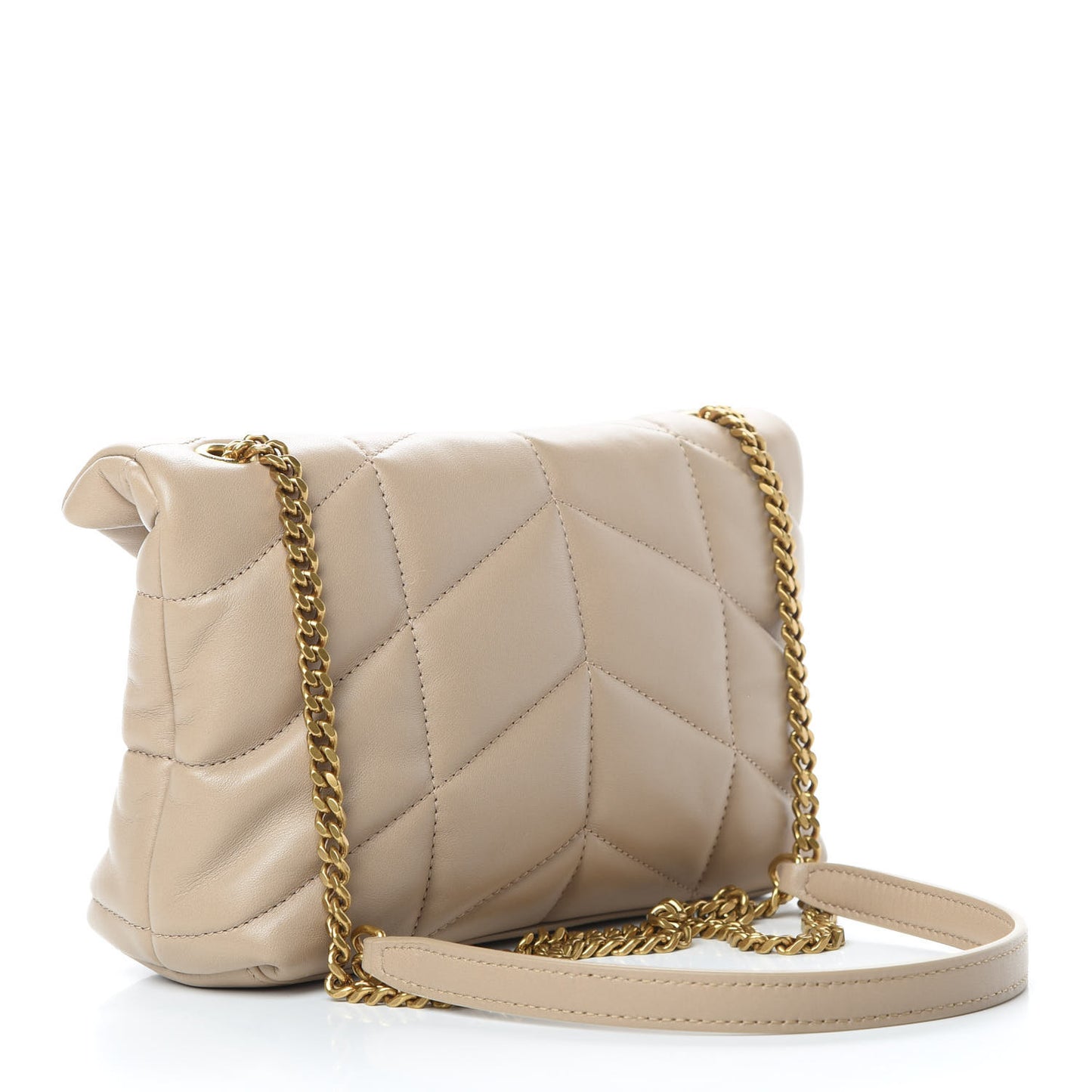 Lambskin Quilted Toy Loulou Puffer Monogram Chain Satchel Nude Powder