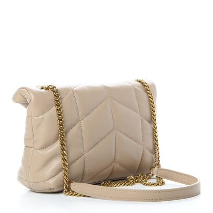 Saint Laurent Lambskin Quilted Toy Loulou Puffer Monogram Chain Satchel Nude Powder 3 of 10