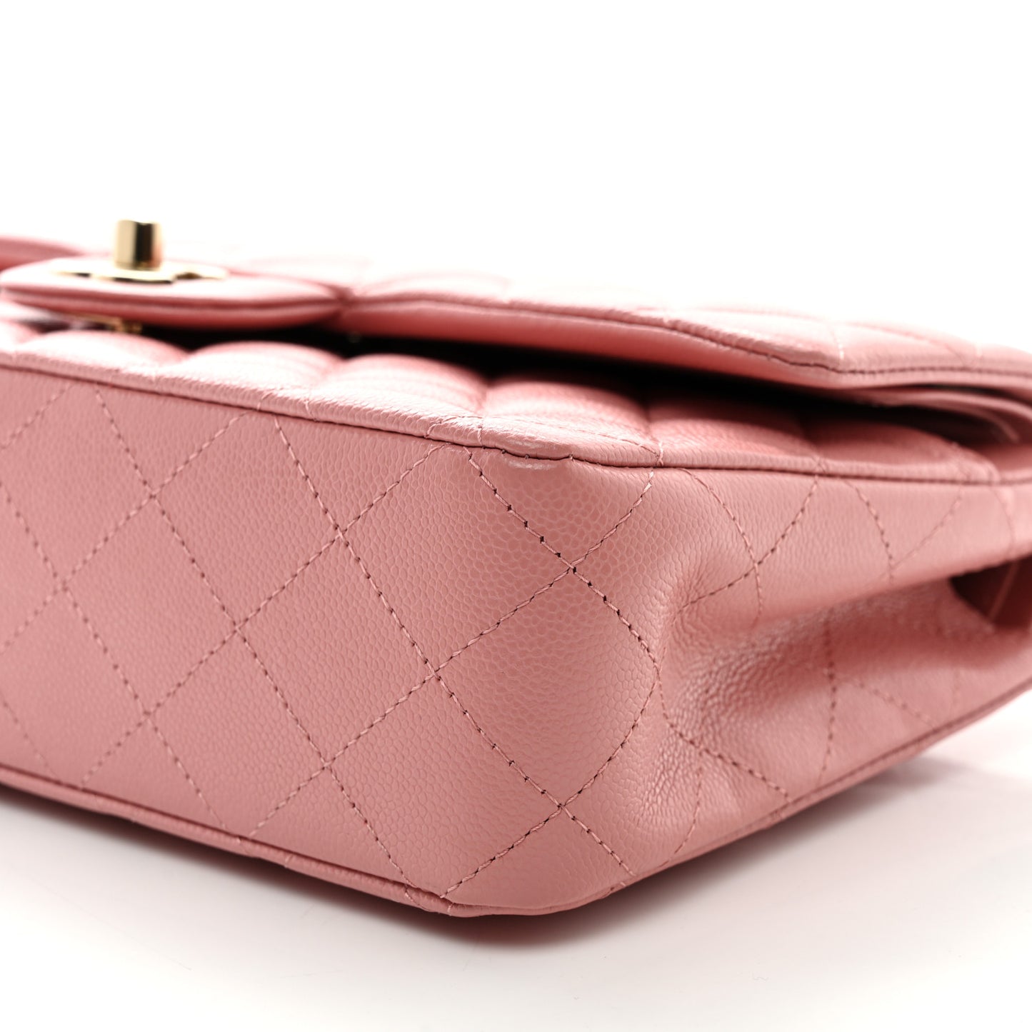 Caviar Quilted Medium Double Flap Pink
