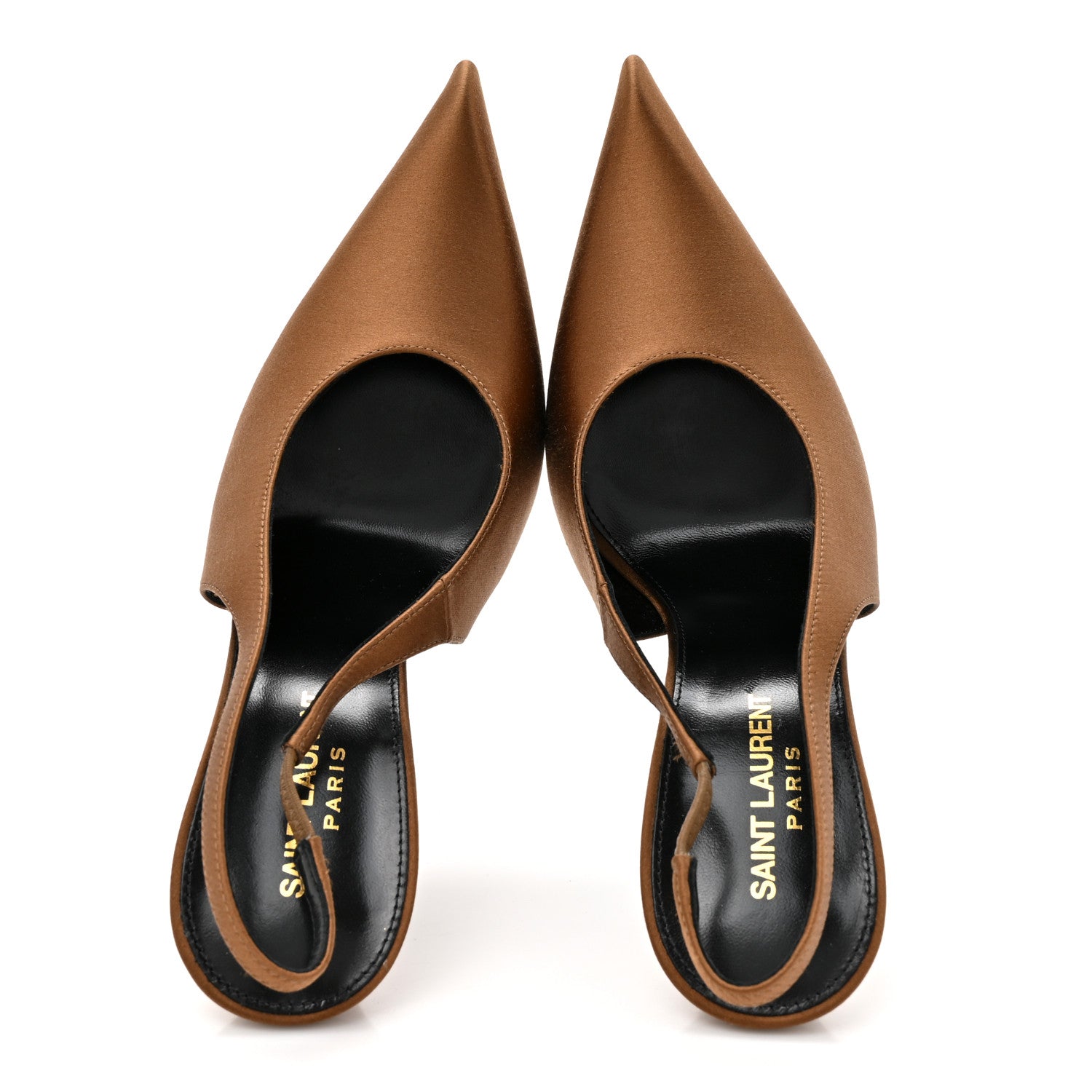Saint Laurent Silk Satin Faye 110 Pumps 38 Deep Cognac 2 of 9