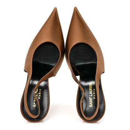 Saint Laurent Silk Satin Faye 110 Pumps 38 Deep Cognac 2 of 9
