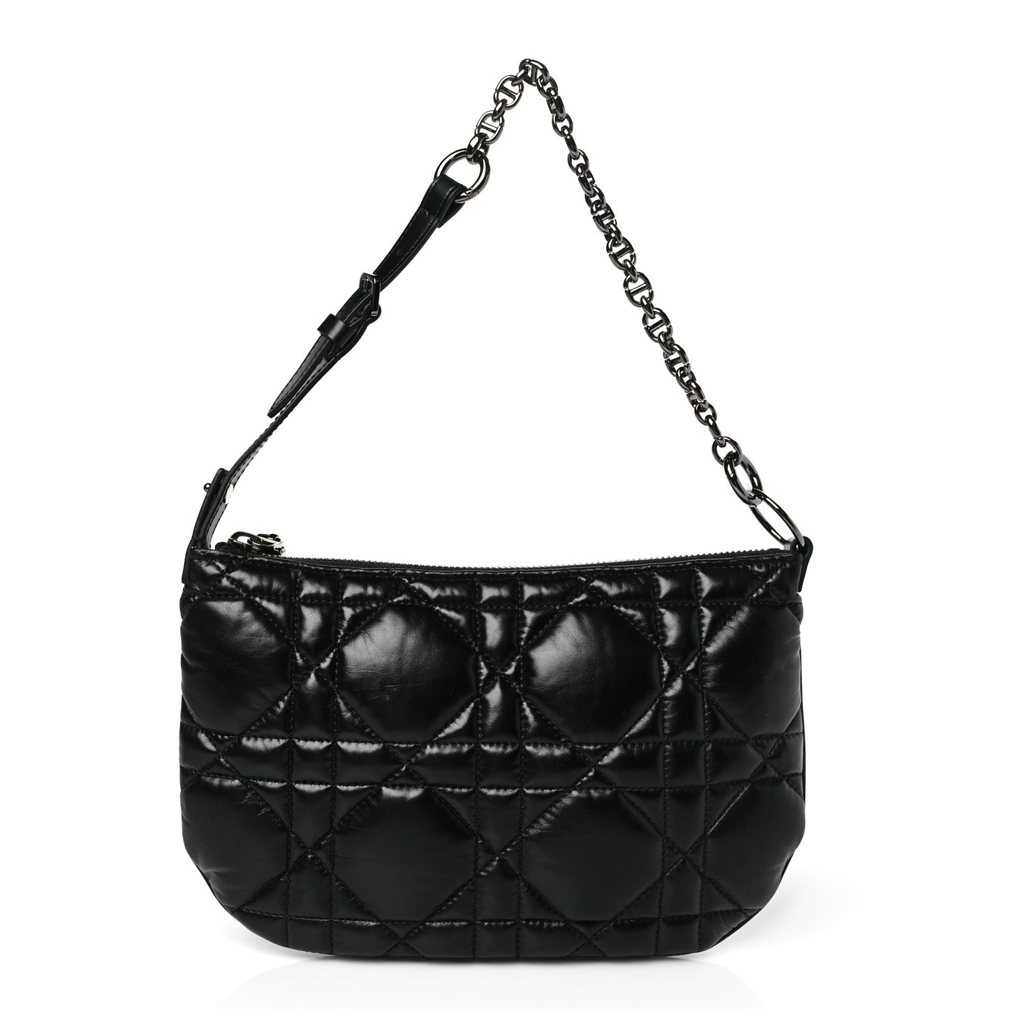 Calfskin Macrocannage Mini Dior Caro Tulip Bag Black