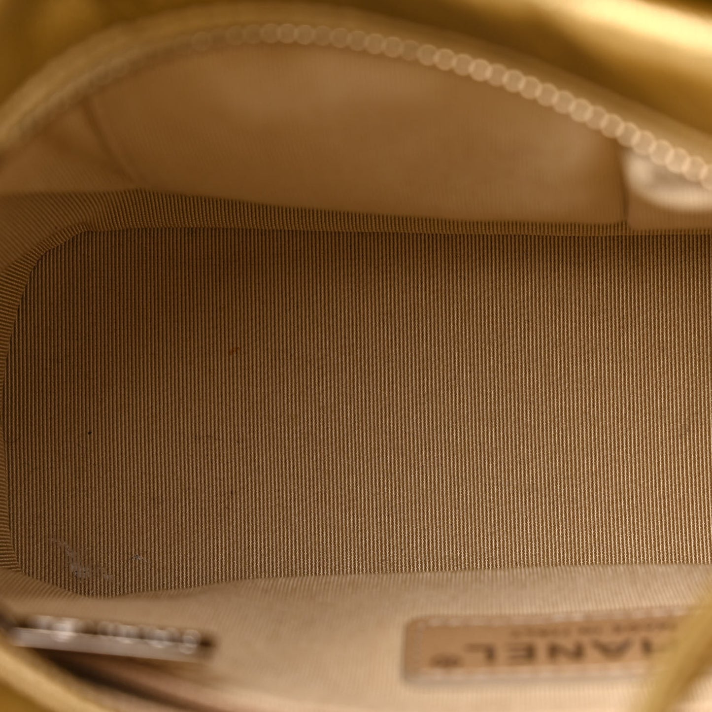 Metallic Aged Calfskin CC Quilted Small Gabrielle Hobo Gold