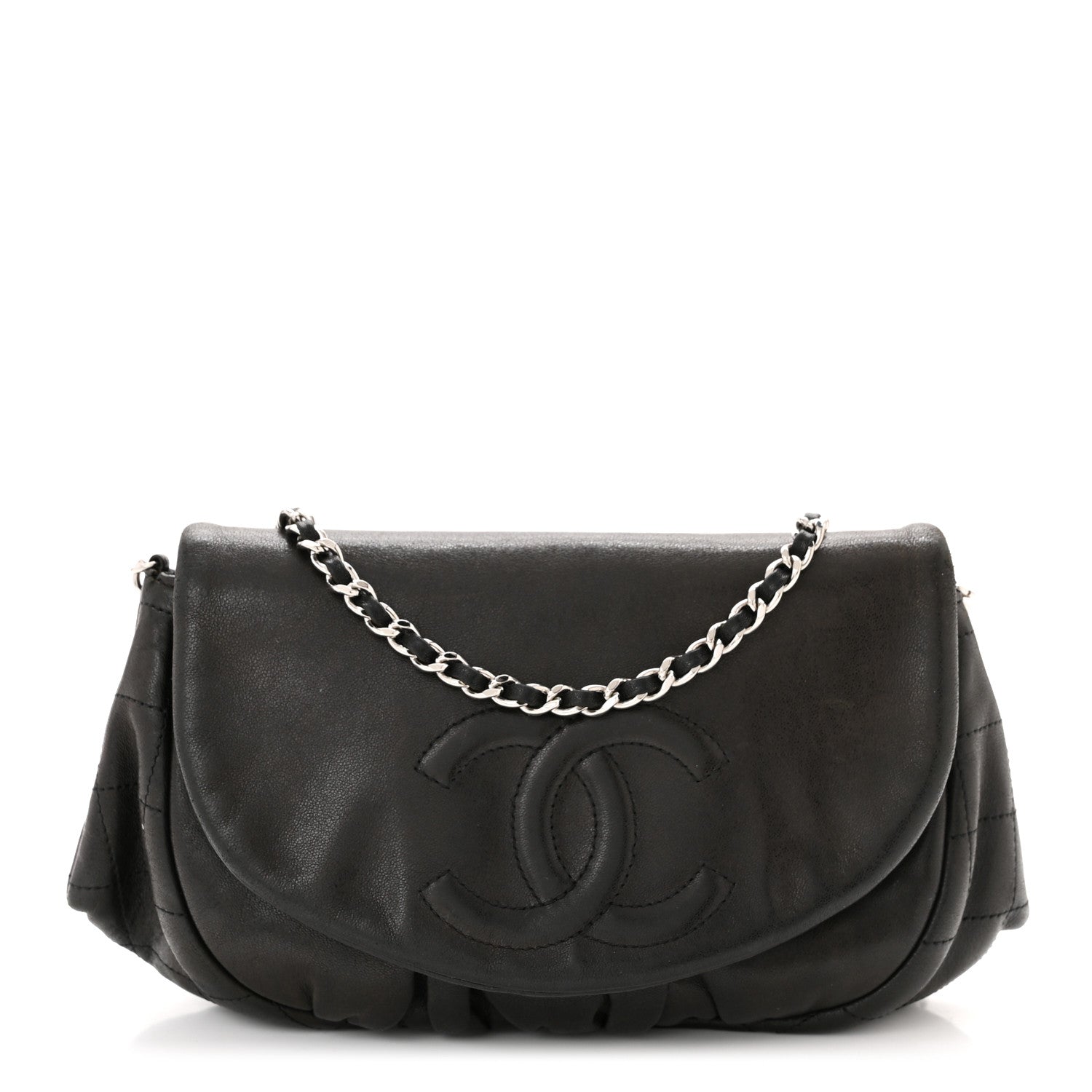Chanel Lambskin Half Moon Wallet On Chain WOC Black 1 of 11