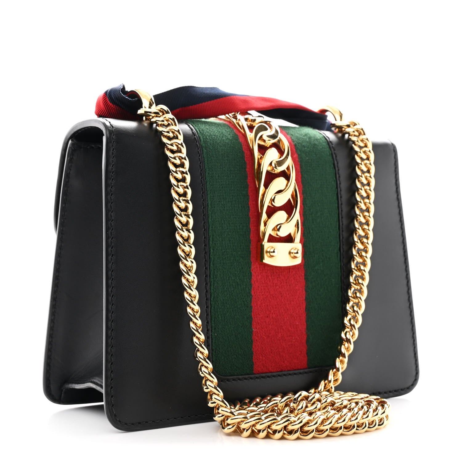 Gucci Calfskin Mini Sylvie Chain Shoulder Bag Black 3 of 10