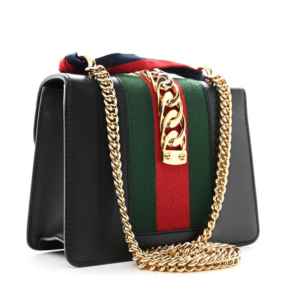 Gucci Calfskin Mini Sylvie Chain Shoulder Bag Black 3 of 10