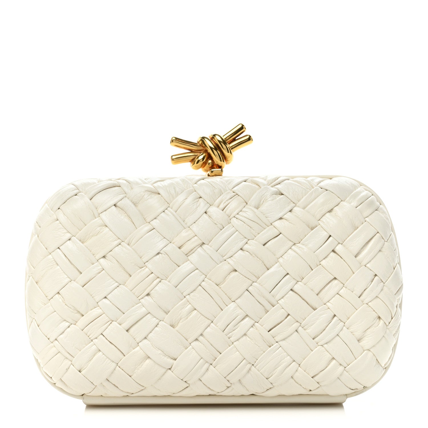 Bottega Veneta Foulard Intrecciato Minaudiere Knot Clutch Bone 1 of 13