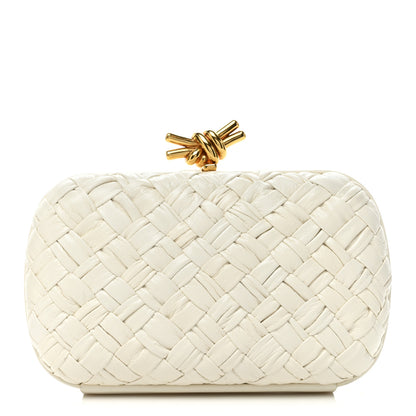 Bottega Veneta Foulard Intrecciato Minaudiere Knot Clutch Bone 1 of 13