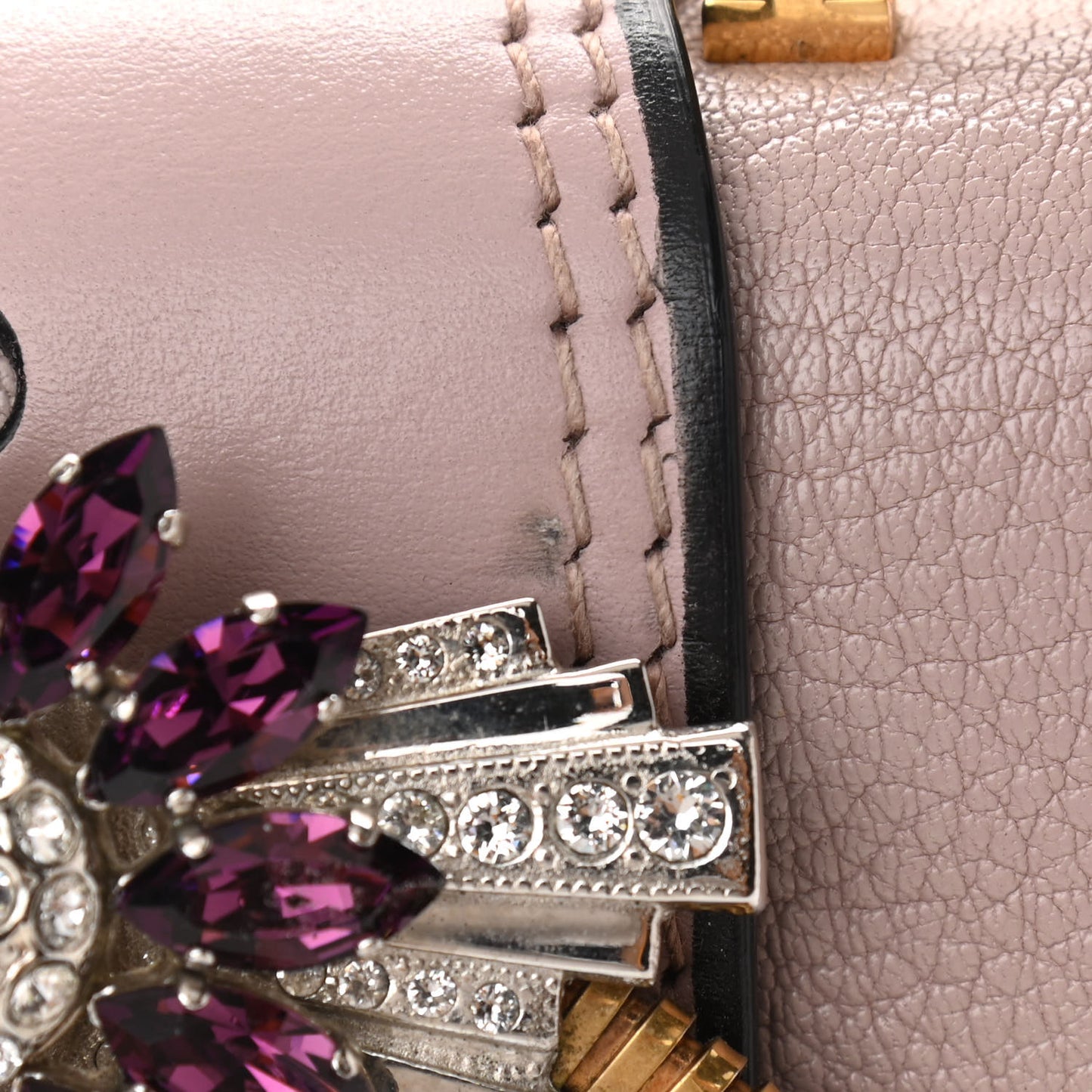 Goatskin Madras Soft Calf Crystal Embellished Shoulder Bag Mughetto