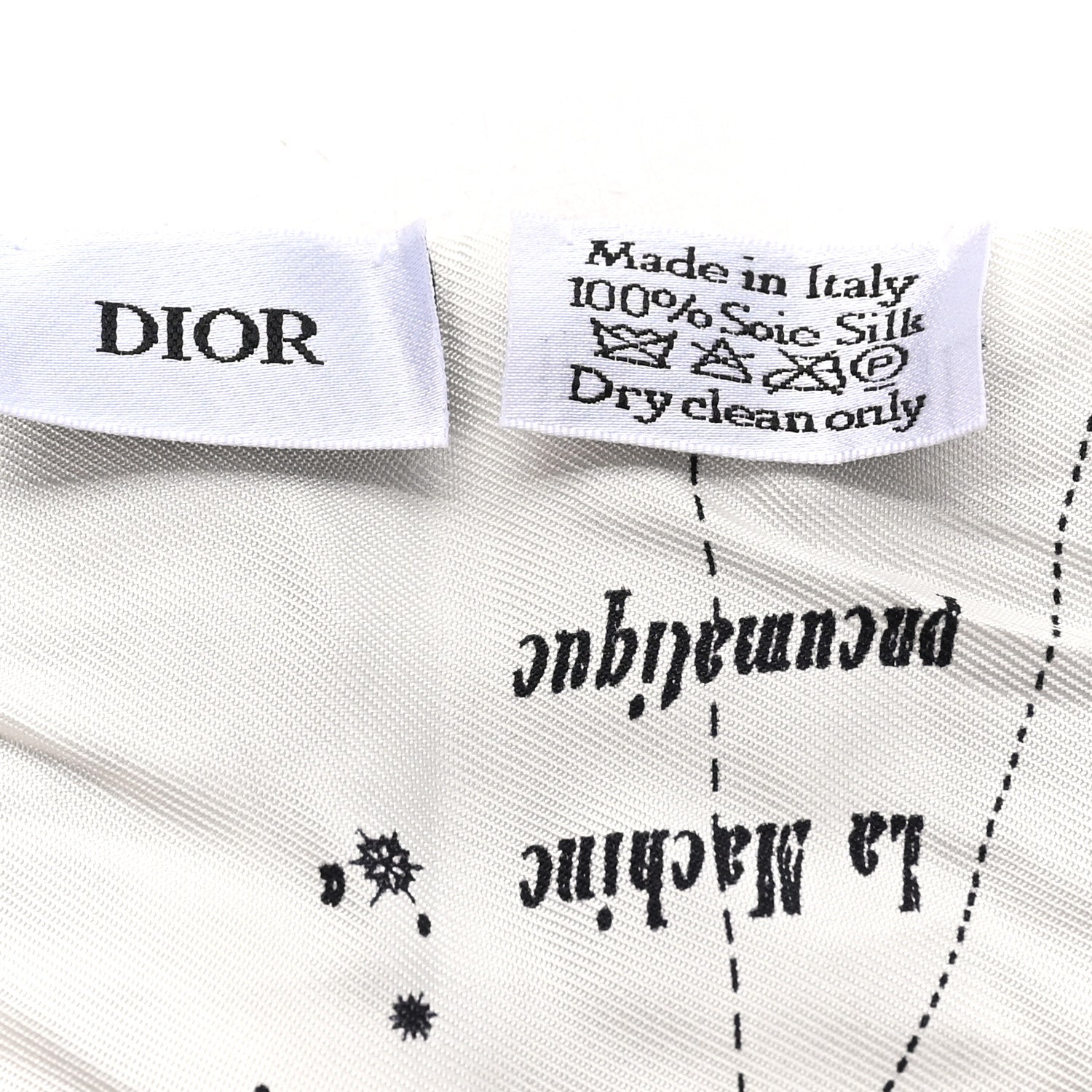 Christian Dior Silk Zodiac Mitzah Scarf White Black 3 of 3