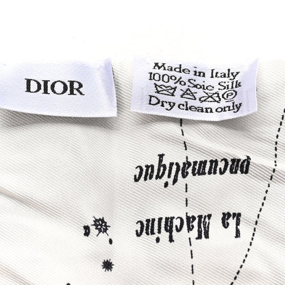 Christian Dior Silk Zodiac Mitzah Scarf White Black 3 of 3