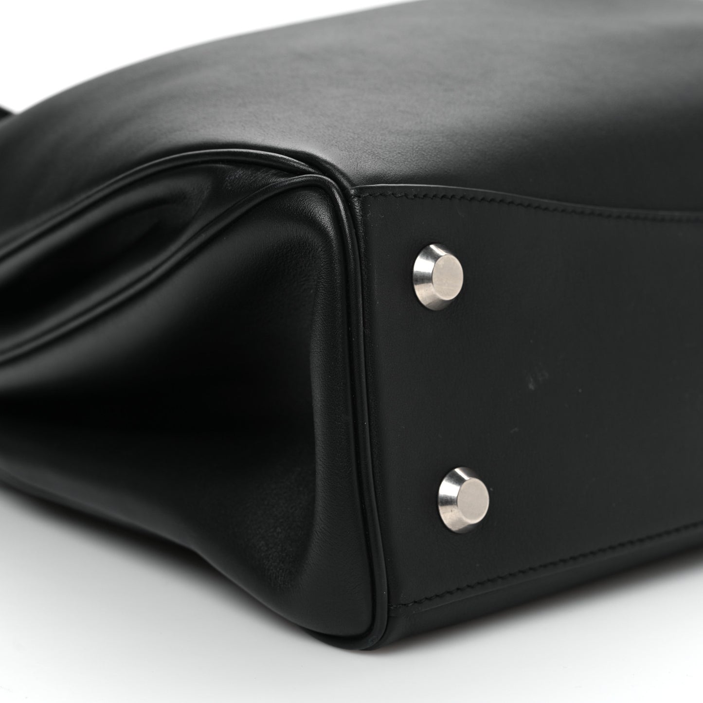 Natural Smooth Calfskin Medium Rodeo Top Handle Handbag Black