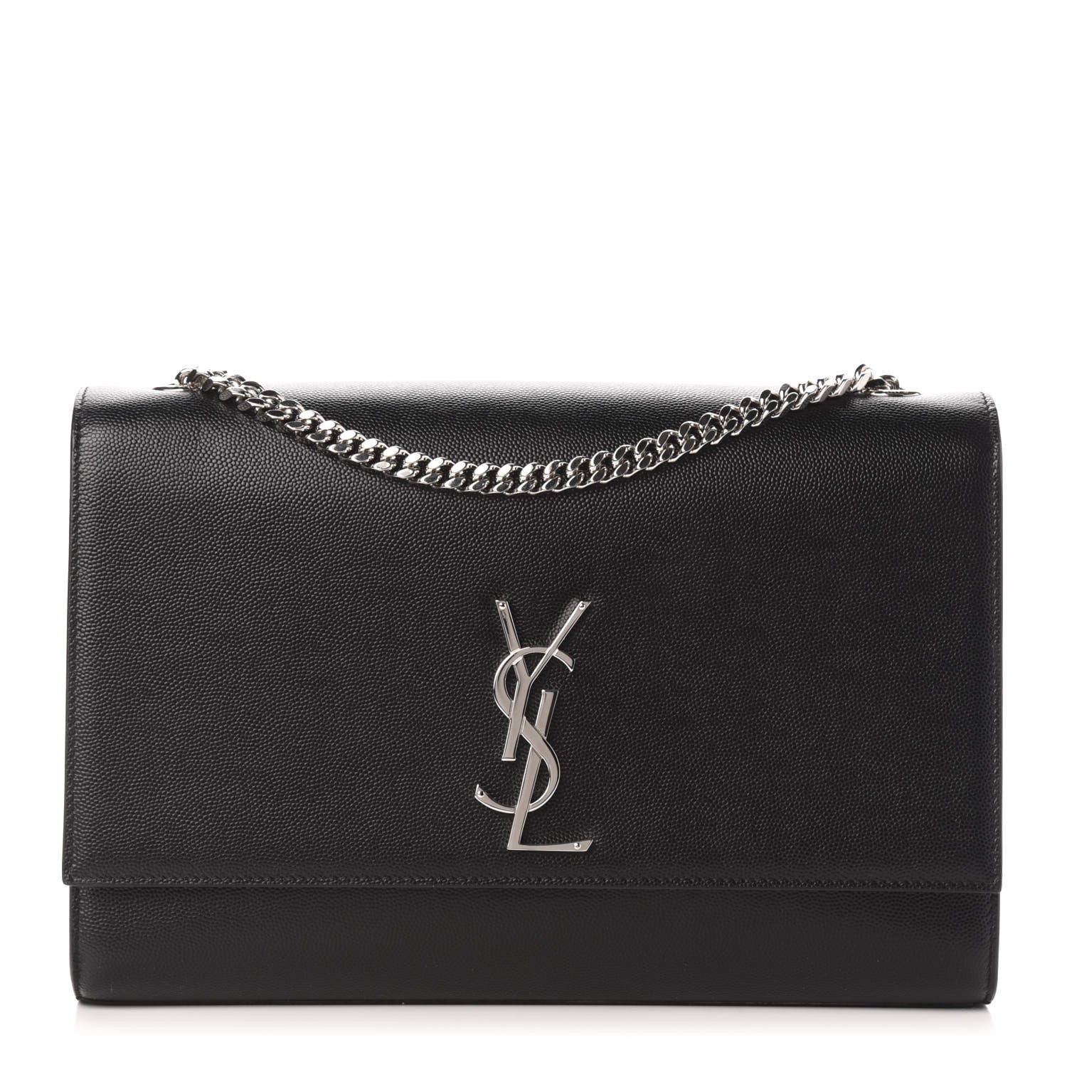 Saint Laurent Grain De Poudre Large Classic Monogram Kate Satchel Black 1 of 10