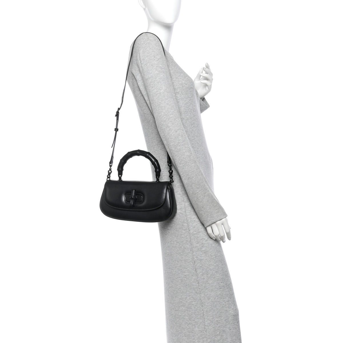 Gucci Calfskin Medium Bamboo Diva Black 2 of 10