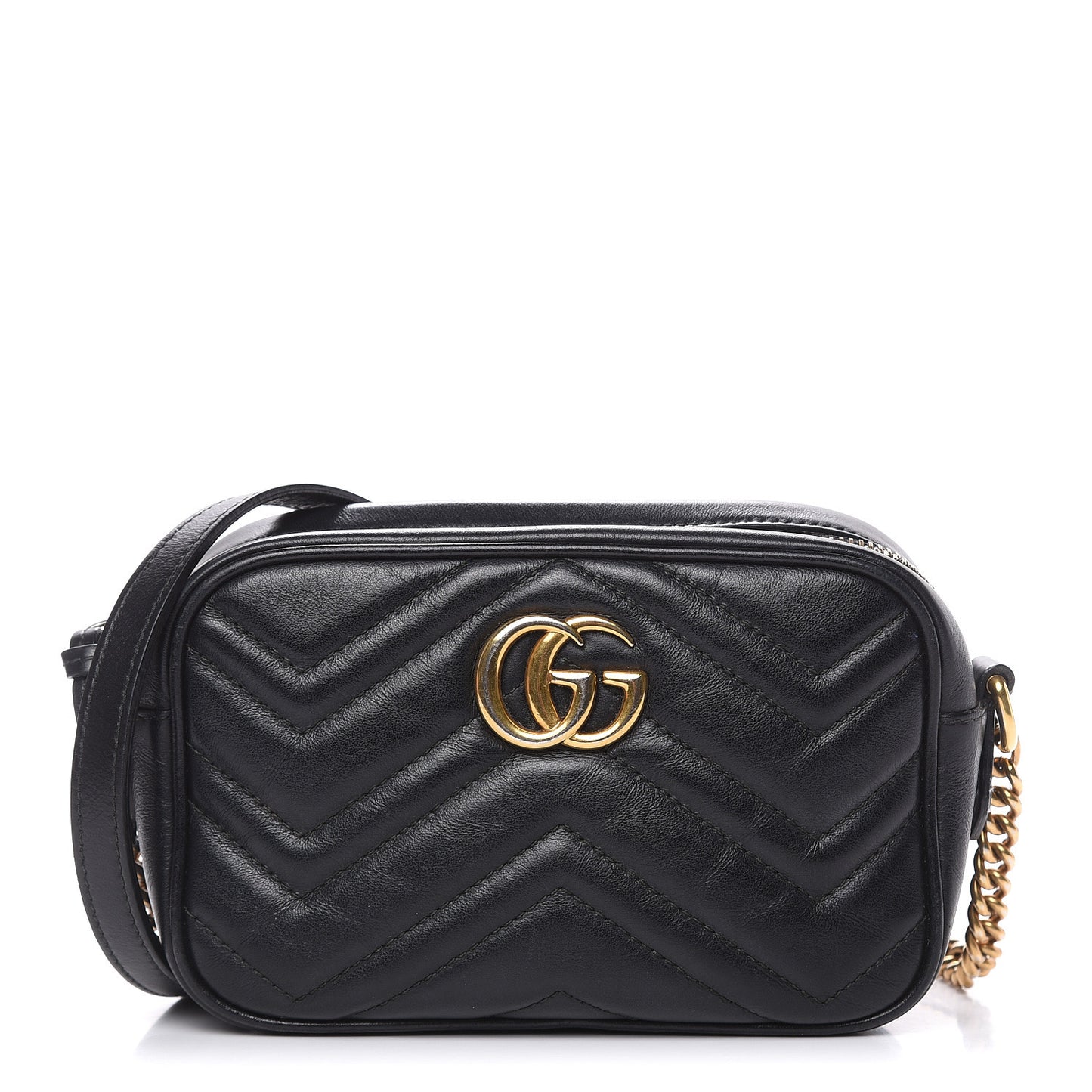 Calfskin Matelasse Mini GG Marmont Chain Shoulder Bag Black
