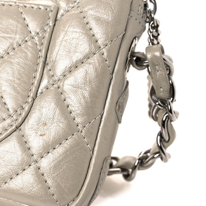 Chanel Metallic Aged Calfskin Quilted Cotton Club Pochette Argent Clair 11 of 14