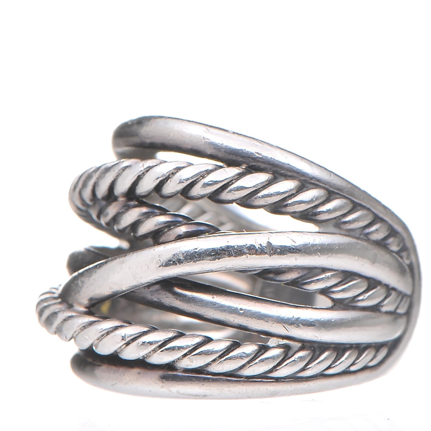 Sterling Silver 18mm Wide Crossover Cable Ring 52 6