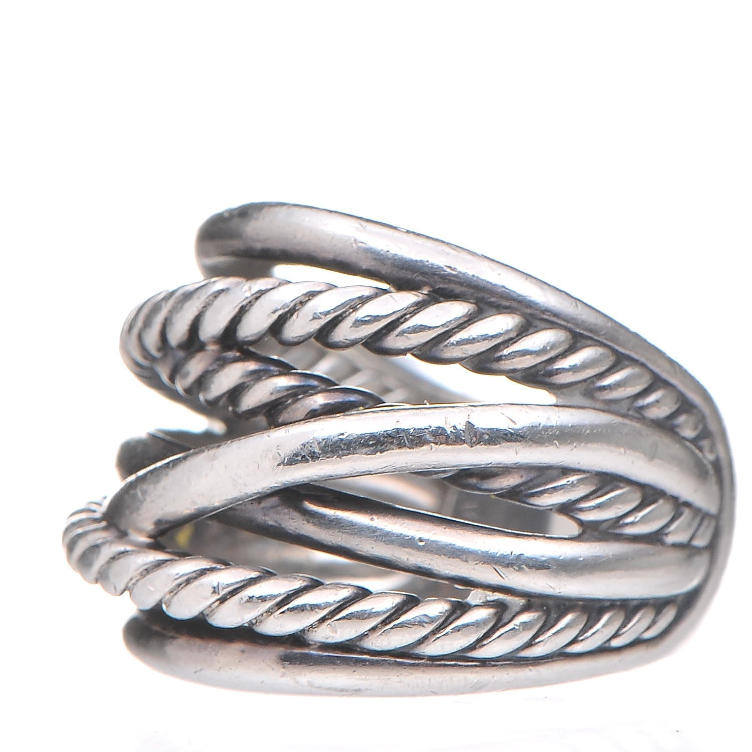 David Yurman Sterling Silver 18mm Wide Crossover Cable Ring 52 6 3 of 5