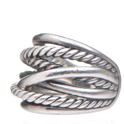 David Yurman Sterling Silver 18mm Wide Crossover Cable Ring 52 6 3 of 5