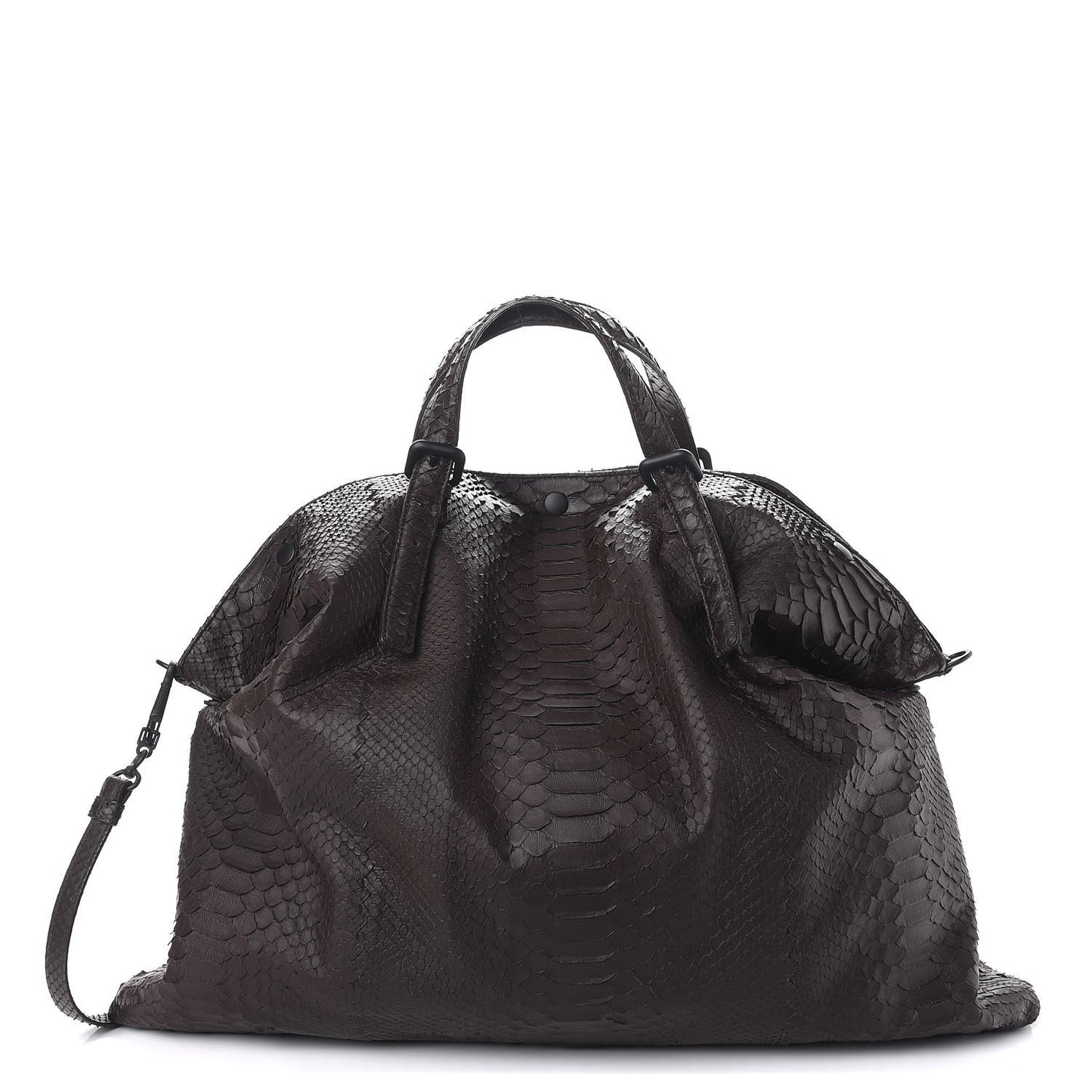 BOTTEGA VENETA Python Convertible Tote Bag Ebano