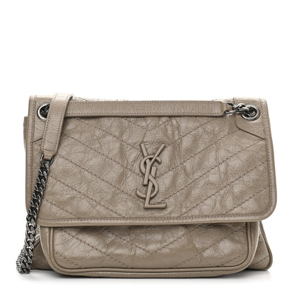 Saint Laurent Crinkled Calfskin Matelasse Monogram Medium Niki Chain Satchel Light Natural 1 of 11
