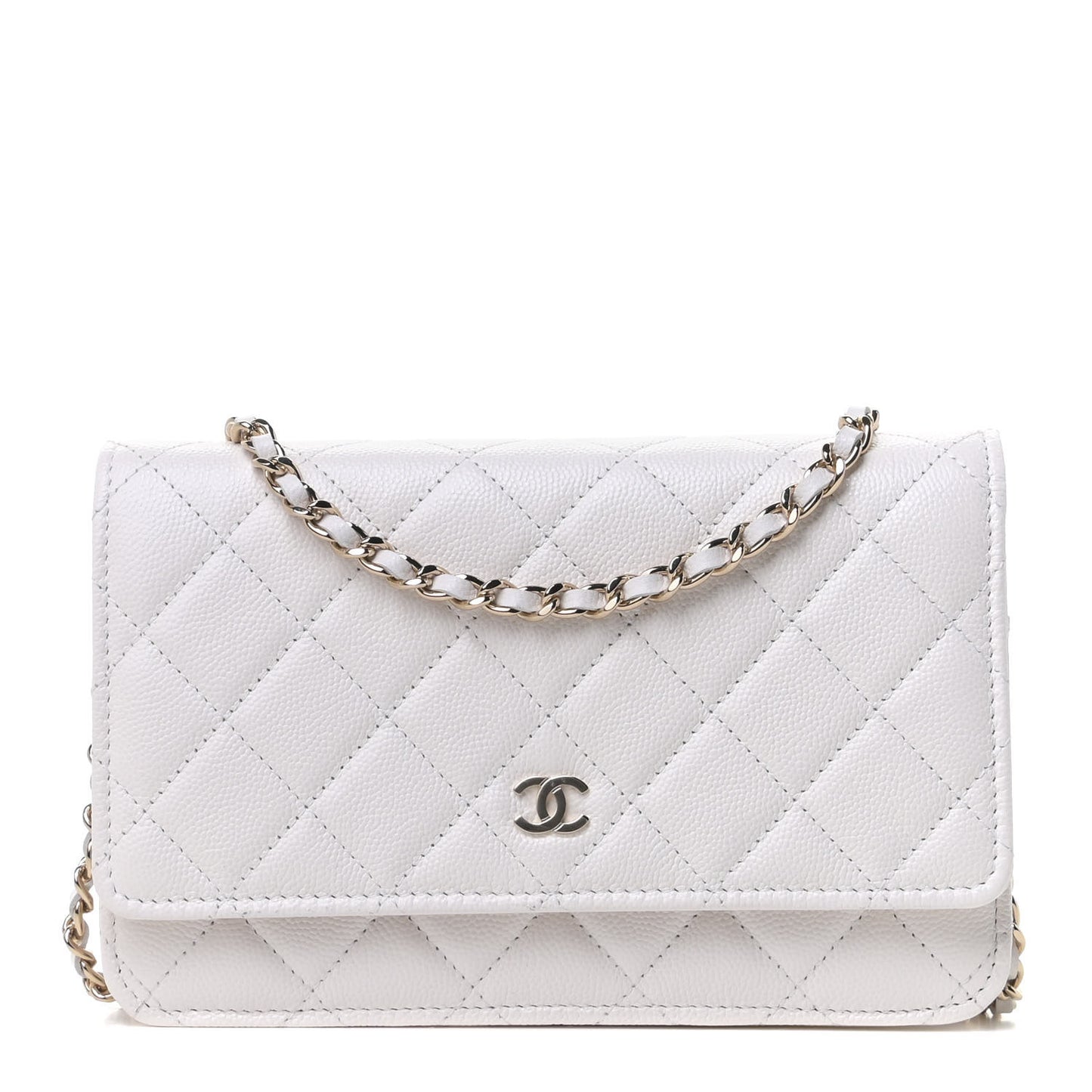 Caviar Quilted Wallet On Chain WOC White