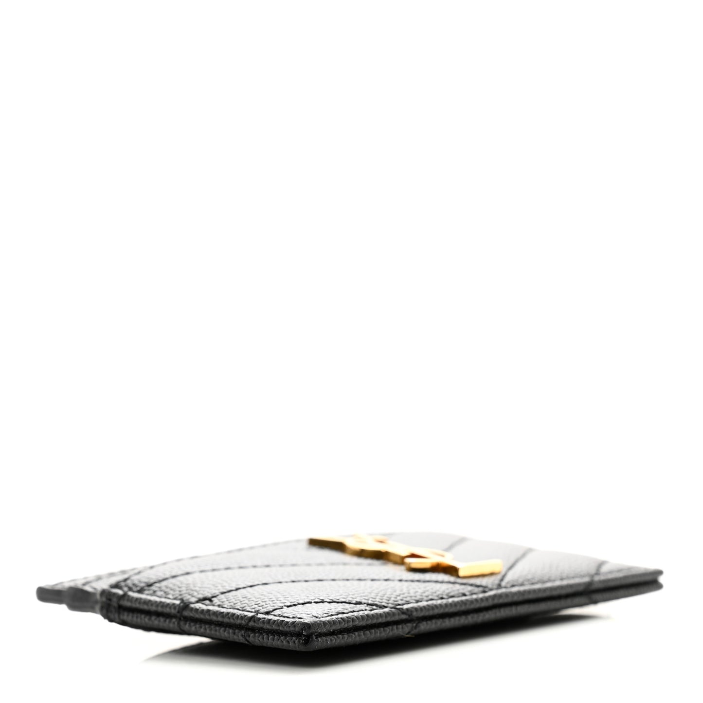 Grain De Poudre Matelasse Chevron Monogram Credit Card Case Black