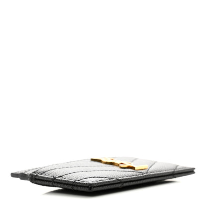 Saint Laurent Grain De Poudre Matelasse Chevron Monogram Credit Card Case Black 4 of 11