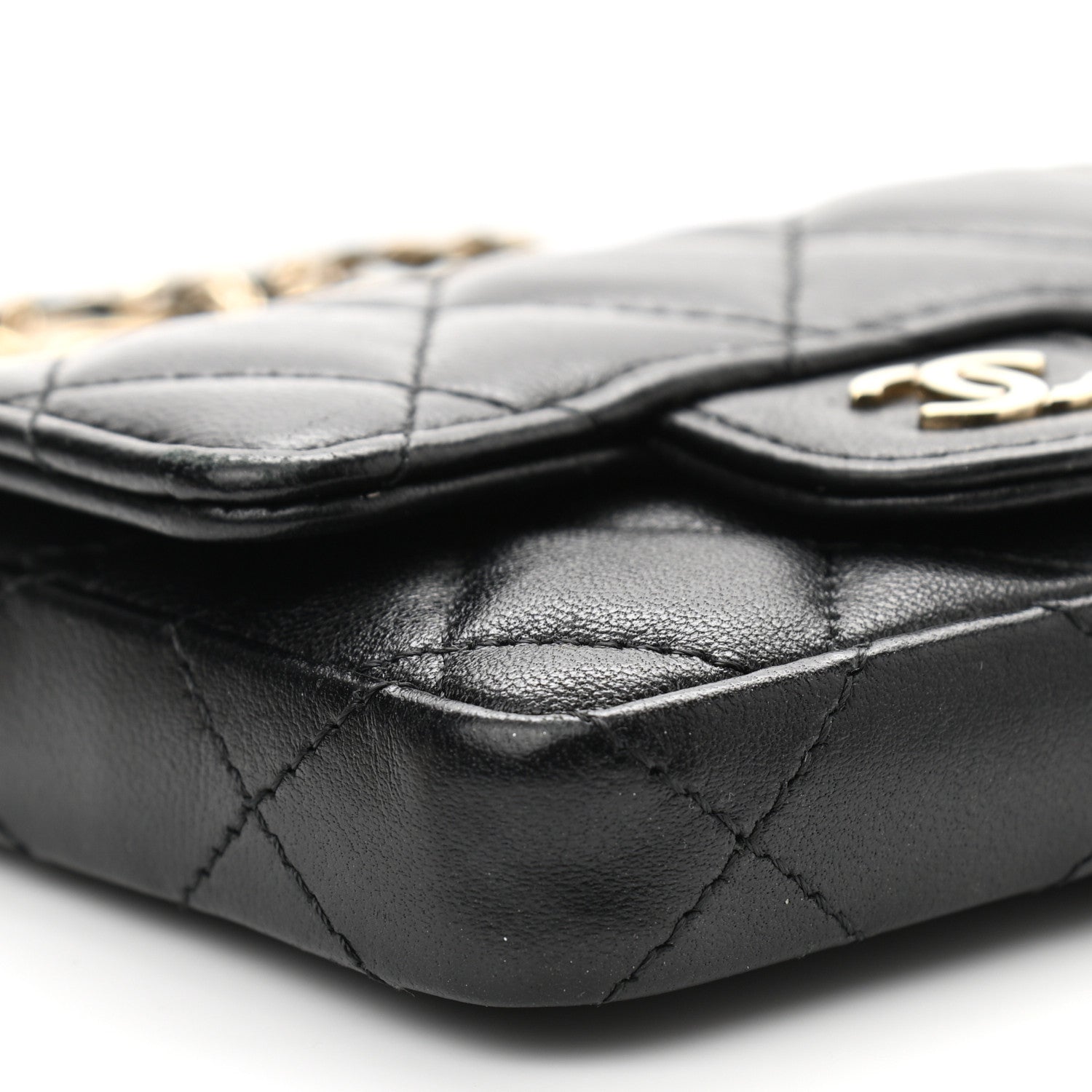 Chanel Lambskin Quilted Chain Belt Bag Black 9 of 11